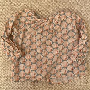 Bonpoint Pink Ruched Smocked Short Sleeve Blouse